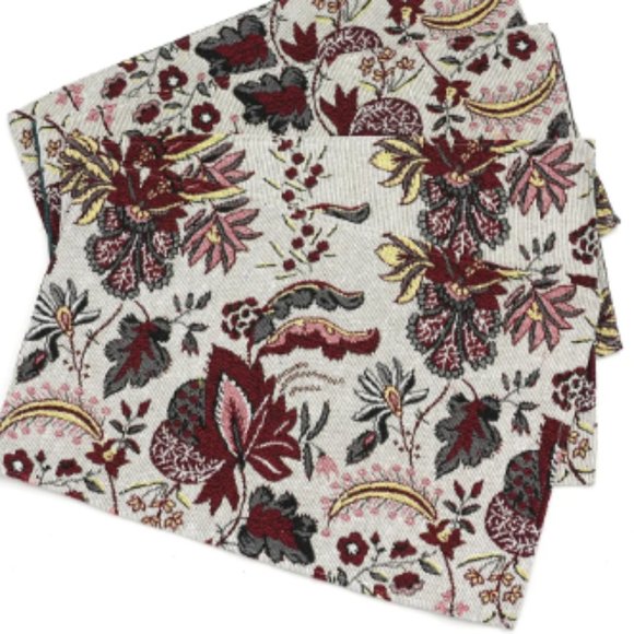 Set of 5 Floral Printed Jacquard Placemats/Table Runner - Picture 1 of 4